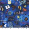 Harry Potter Quilt Back: Words Blue
