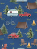 Evergreen Escape: Camping Scenic All Over Navy