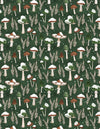 Woodland Snowmen: Green Mushrooms All Over