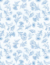 Blissful Blues: Floral Toile White
