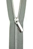 Grey #5 Nylon Nickel Coil Zippers: 3yds and 9 Pulls
