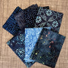 "Midnight Serenity" Blue Batik Fat Quarter Bundle - 7 Shades of Deep Tranquility