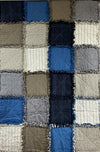 Quilt-Blue, Gray, & Brown Squares (rough edges)--28.5"x44"