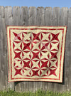 Quilt-Red and Tan 4 point stars --46.5"x46.5"