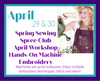 Machine Embroidery with Spree Club April 29th & 30th @ 9AM