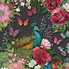 Wild Garden: Peacocks and Flowers Black
