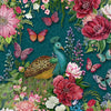 Wild Garden: Peacocks and Flowers Teal