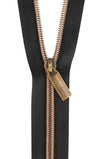 Black #5 Nylon Antique Coil Zippers: 3yds and 9 Pulls