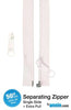 50" Separating Zipper + Extra Slide - White