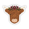 Highland Cow & Flower Crown Sticker