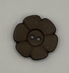 Button-Dk Brown Flower 1.25"