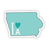 I Love Iowa Teal Sticker