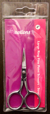 Large Ring 4 inch Fine Point Straight Scissors - - Nifty Notions Brand