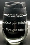 Stemless Wine Glass- Seam Ripper, Crooked Stitch, Straight