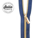Zipper by the Yard-Navy Tape/Gold Finish