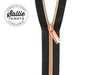 Zippers by the Yard: Black with Copper Pulls