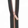 Zippers by the Yard: Black with Rose Gold Pulls