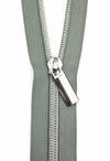 Zippers by the Yard: Grey with Nickel Pulls